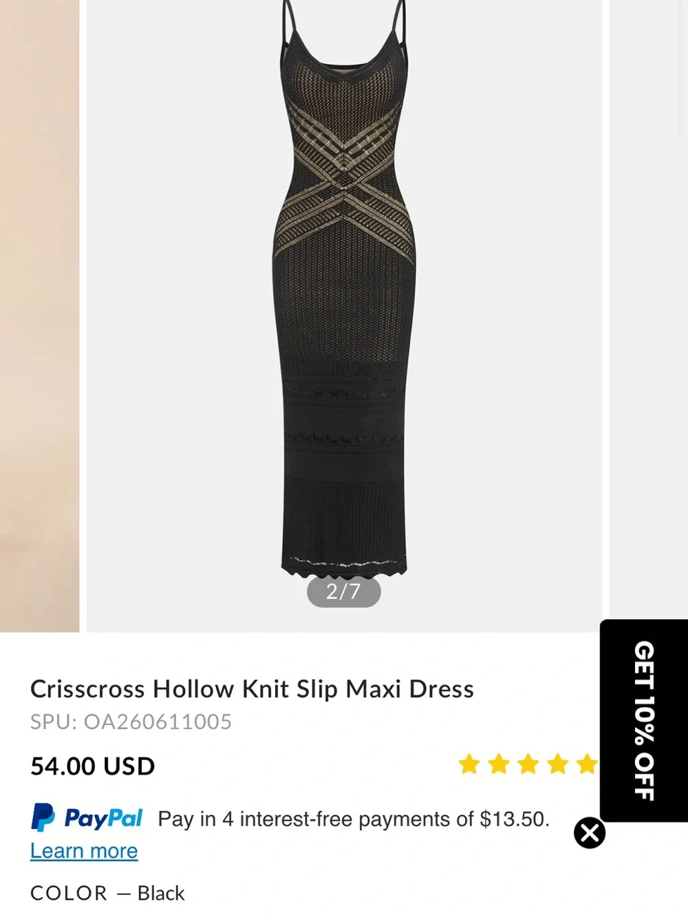 Commense Black Knit Crisscross Slip Maxi Dress